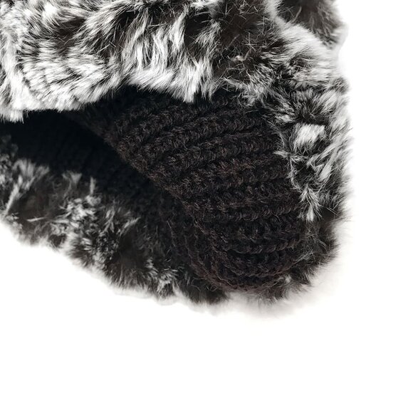 NWT Reversible Knit Beanie Genuine Fur Hat in Chocolate Brown Overstock MSRP $68 - Picture 5 of 5